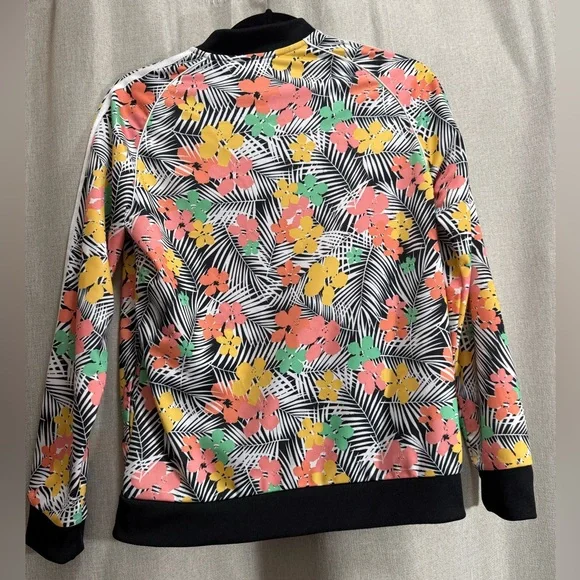 Adidas Originals Girls Palm Print Track Jacket Zip Up Athleisure Streetwear Sz L - Picture 5 of 9